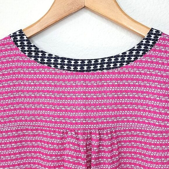 WILLI SMITH Women's Pink Blue 3/4 Sleeve V-Neck Patterned Sheer Blouse size XL - Picture 7 of 12